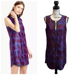 J Crew Midnight Floral Jacquard Shift Sheath Dress Purple Size 6 NWT Retro
